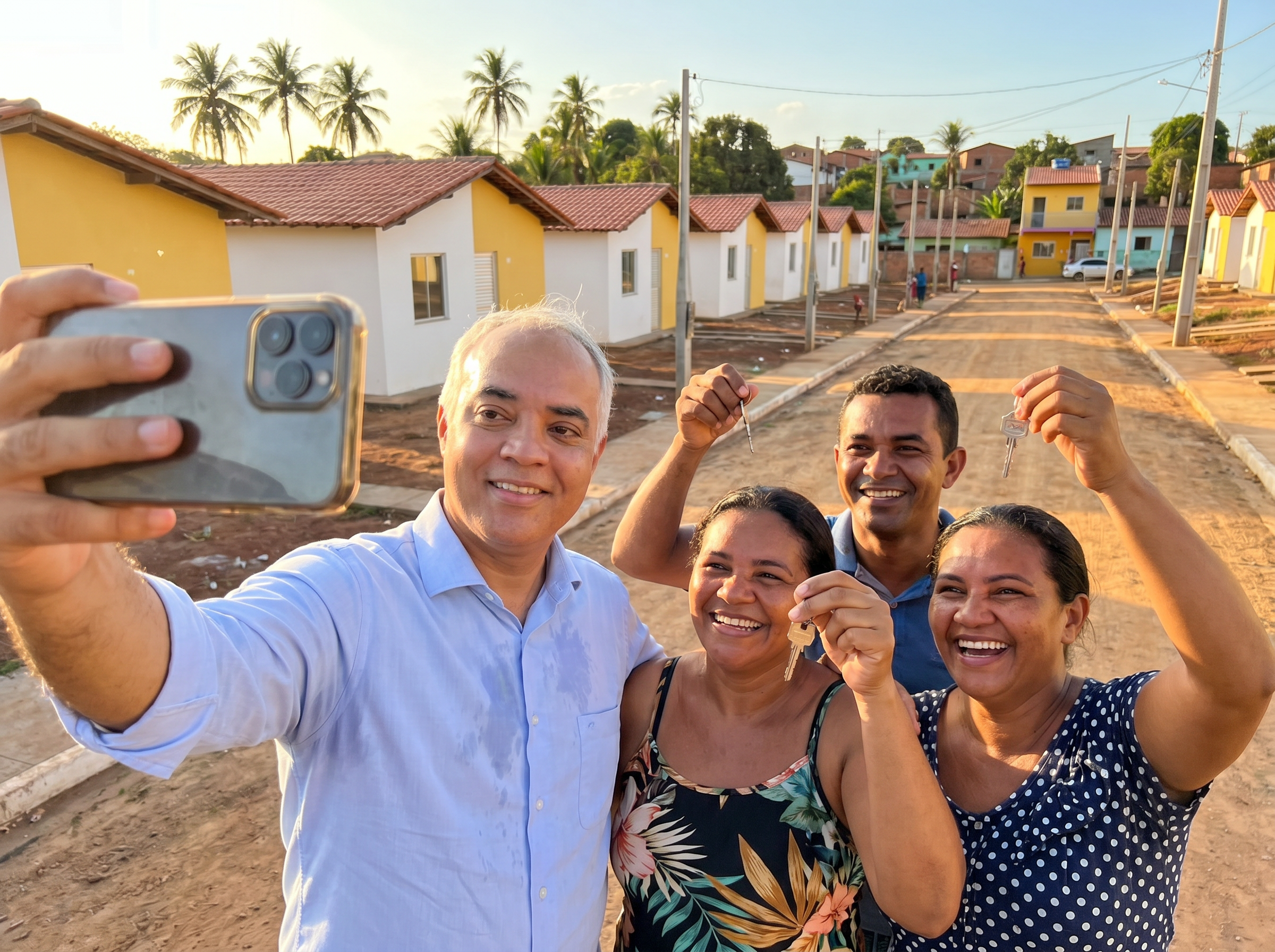 Selfie no bairro entregue